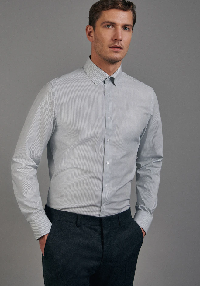 Slim Business Hemd Streifen in Grün | Seidensticker Onlineshop