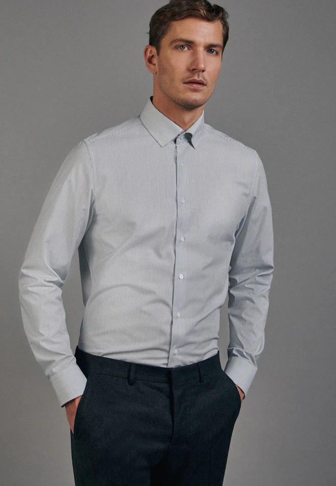 Slim Business Hemd Streifen in Grün | Seidensticker Onlineshop