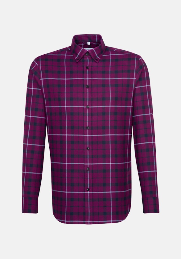 Flanell Business Hemd in Regular mit Button-Down-Kragen in Rosa/Pink |  Seidensticker Onlineshop