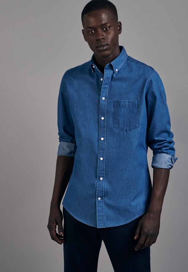 Slim Business Hemd Uni in Mittelblau |  Seidensticker Onlineshop