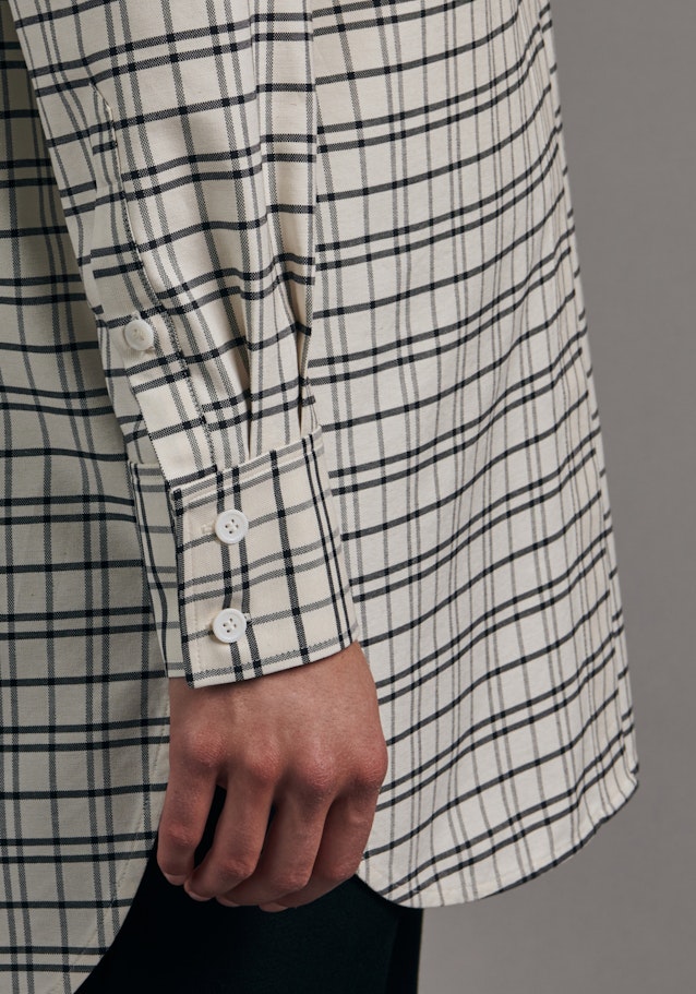 Oversized fit Longbluse Karo in Ecru | Seidensticker Onlineshop