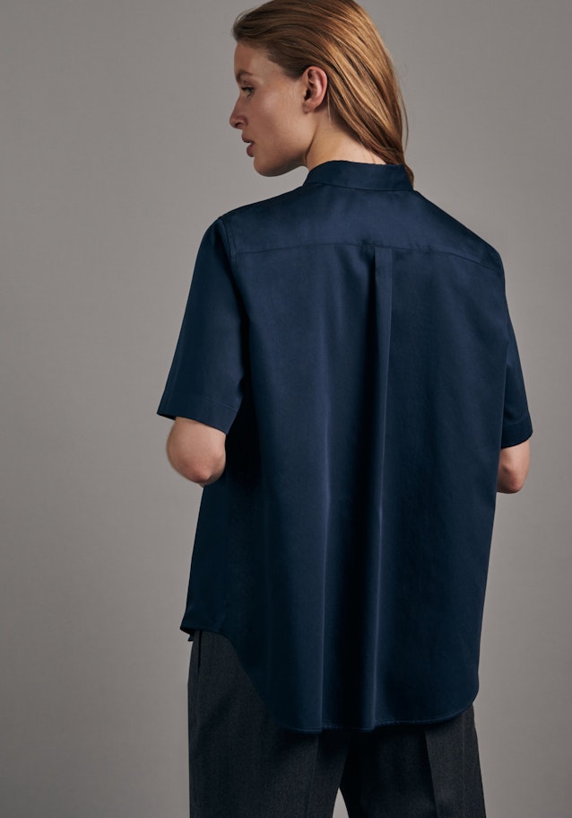 korte arm Satin Shirtblouse in Donkerblauw |  Seidensticker Onlineshop