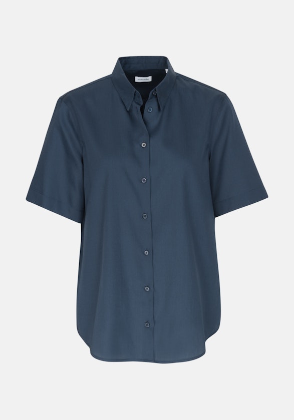 korte arm Satin Shirtblouse in Donkerblauw |  Seidensticker Onlineshop