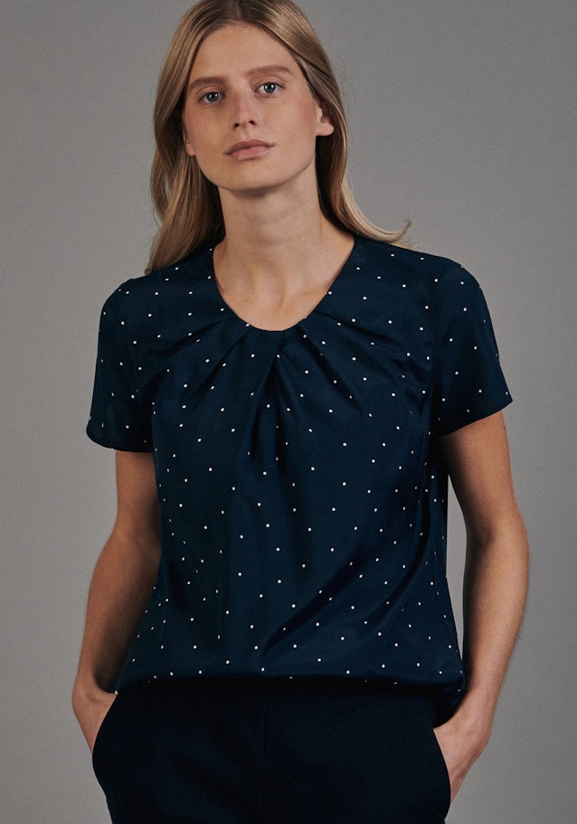 Short sleeve Voile Shirt Blouse in Dark Blue |  Seidensticker Onlineshop