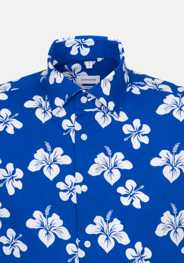 Popeline Korte mouwen Business overhemd in Shaped with Kentkraag in Middelmatig Blauw |  Seidensticker Onlineshop