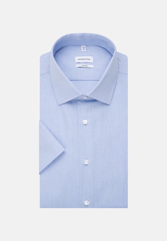 Non-iron Chambray Short sleeve Business Shirt in Shaped with Kent-Collar in Light Blue |  Seidensticker Onlineshop