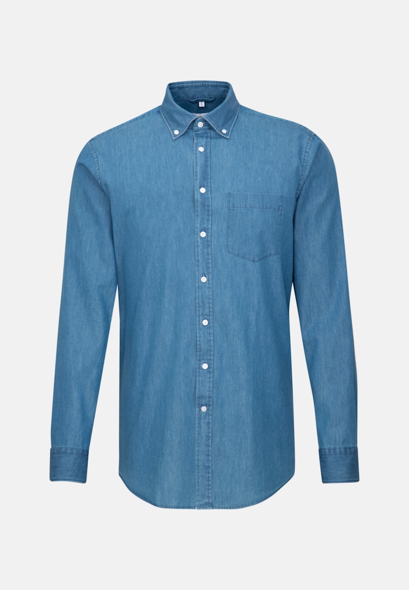 Denim Business Hemd in Regular mit Button-Down-Kragen