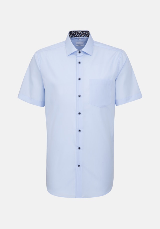 Bügelfreies Popeline Kurzarm Business Hemd in Comfort mit Kentkragen in Mittelblau |  Seidensticker Onlineshop