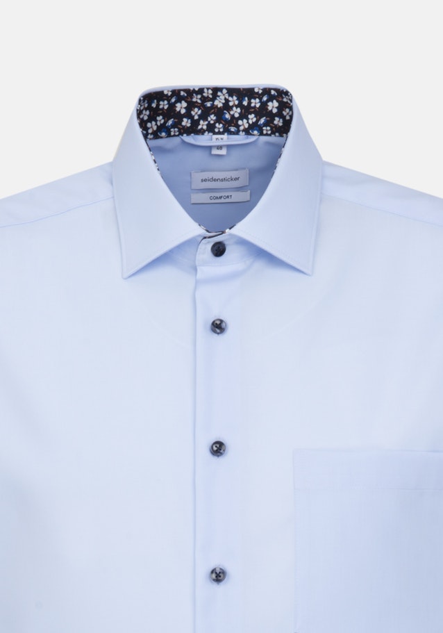 Non-iron Poplin Short sleeve Business Shirt in Comfort with Kent-Collar in Medium Blue |  Seidensticker Onlineshop