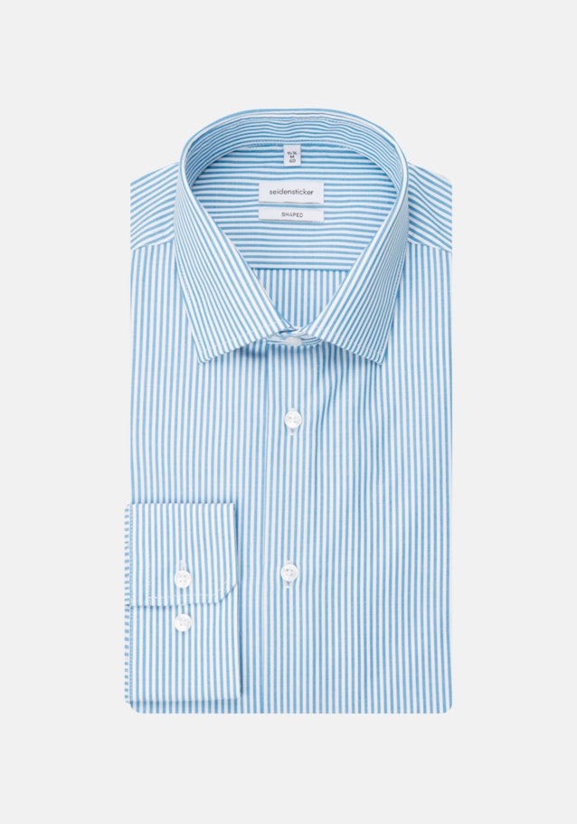 Non-iron Poplin Business Shirt in Shaped with Kent-Collar and extra long sleeve in Turquoise |  Seidensticker Onlineshop