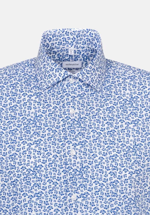 Popeline Korte mouwen Business overhemd in Shaped with Kentkraag in Middelmatig Blauw |  Seidensticker Onlineshop