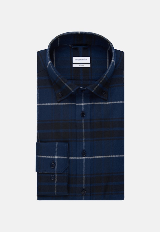 Flanell Business Hemd in X-Slim mit Button-Down-Kragen in Dunkelblau |  Seidensticker Onlineshop