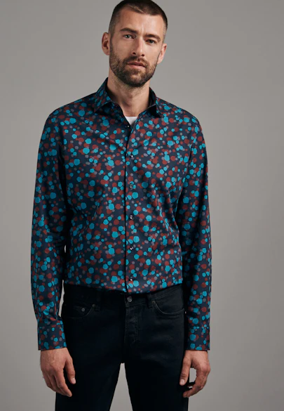 Slim Chemise Business Imprimé in Turquoise |  Seidensticker Onlineshop