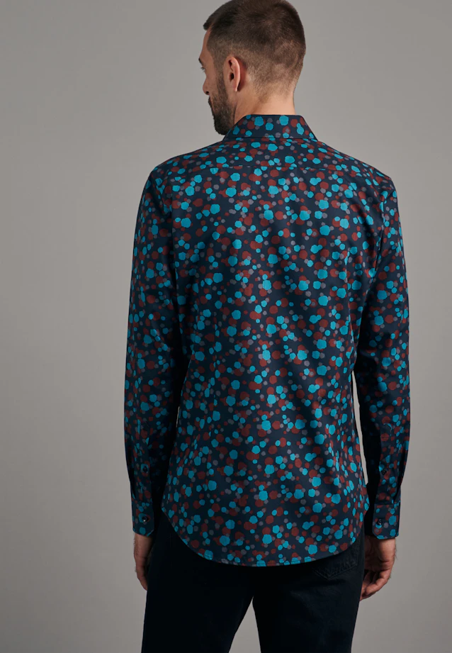 Slim Business Hemd Druck in Türkis/Petrol |  Seidensticker Onlineshop