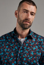 Slim Business Hemd Druck in Türkis/Petrol |  Seidensticker Onlineshop