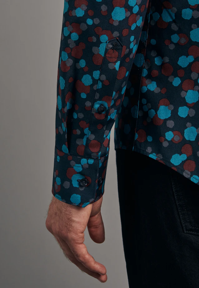 Slim Business Hemd Druck in Türkis/Petrol |  Seidensticker Onlineshop