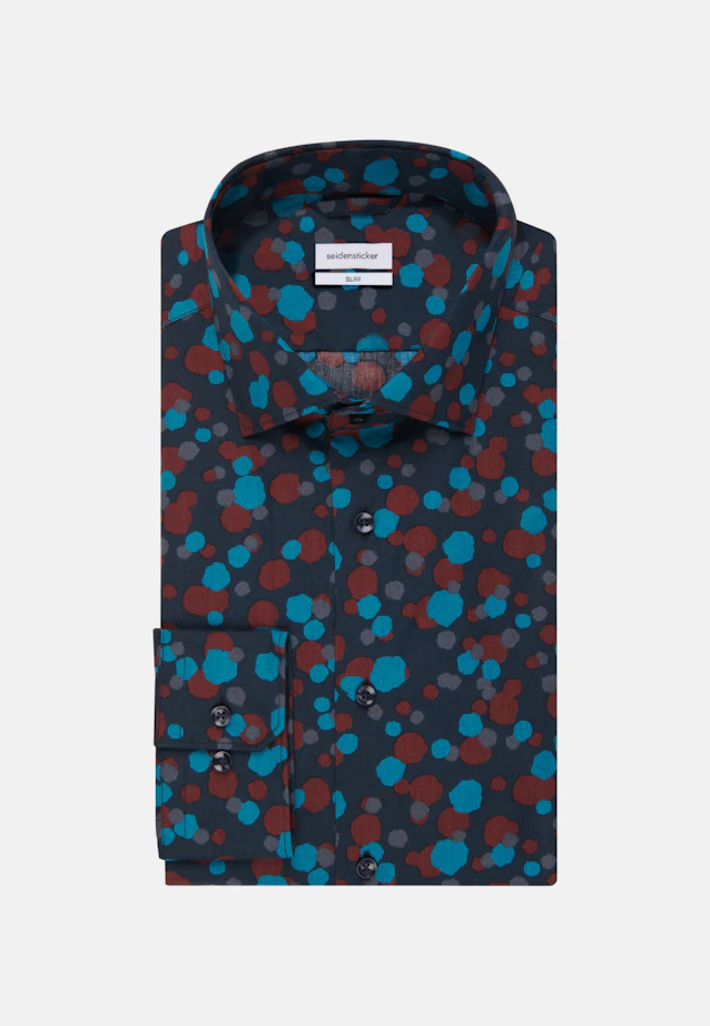 Slim Business Hemd Druck in Türkis/Petrol |  Seidensticker Onlineshop