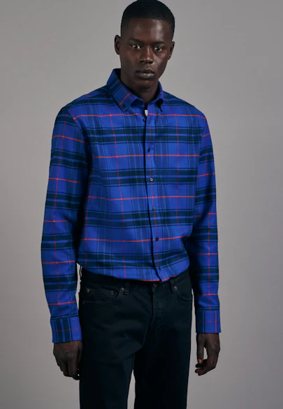 Shaped Chemise Business Carreaux in Bleu Moyen |  Seidensticker Onlineshop