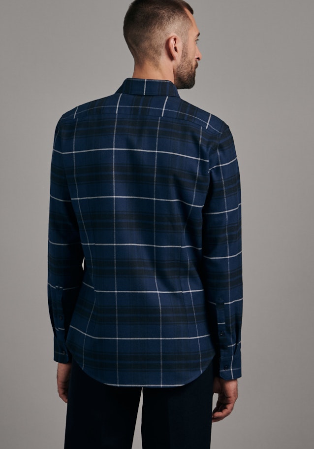 Flanell Business Hemd in Shaped mit Button-Down-Kragen in Dunkelblau |  Seidensticker Onlineshop