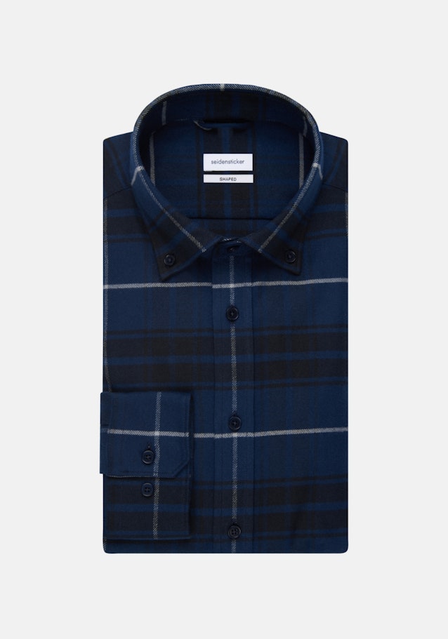 Flanell Business Hemd in Shaped mit Button-Down-Kragen in Dunkelblau |  Seidensticker Onlineshop