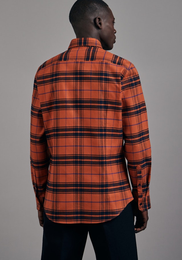 Flanell Business Hemd in Shaped mit Button-Down-Kragen in Orange |  Seidensticker Onlineshop