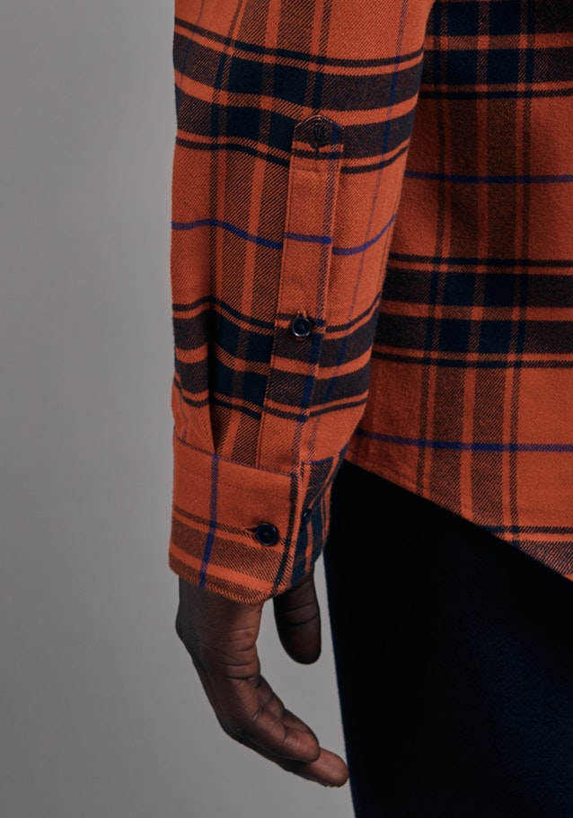 Flanell Business Hemd in Shaped mit Button-Down-Kragen in Orange |  Seidensticker Onlineshop