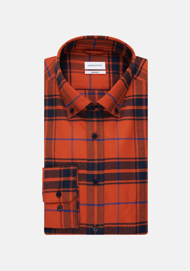 Flanell Business Hemd in Shaped mit Button-Down-Kragen in Orange |  Seidensticker Onlineshop