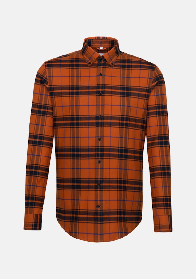 Flanell Business Hemd in Shaped mit Button-Down-Kragen in Orange |  Seidensticker Onlineshop