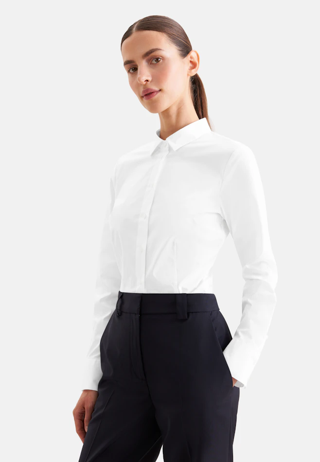 Bodybluse mit Stretchanteil slim fit in Weiß | Seidensticker Onlineshop