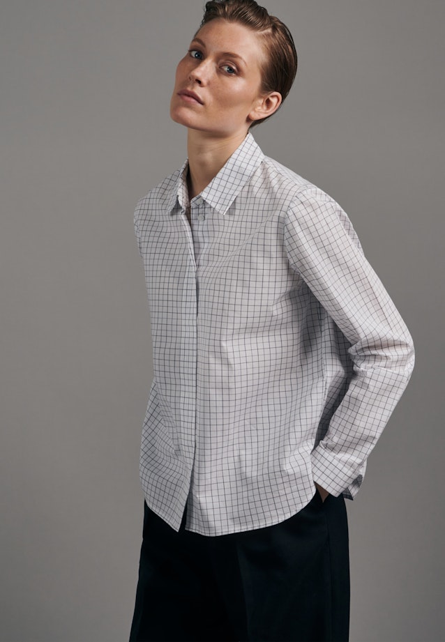 Regular fit Hemdbluse Karo in Weiß |  Seidensticker Onlineshop