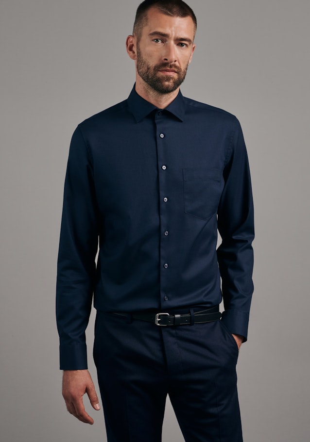 Easy-iron Twill Business Shirt in Slim with Kent-Collar in Dark Blue |  Seidensticker Onlineshop