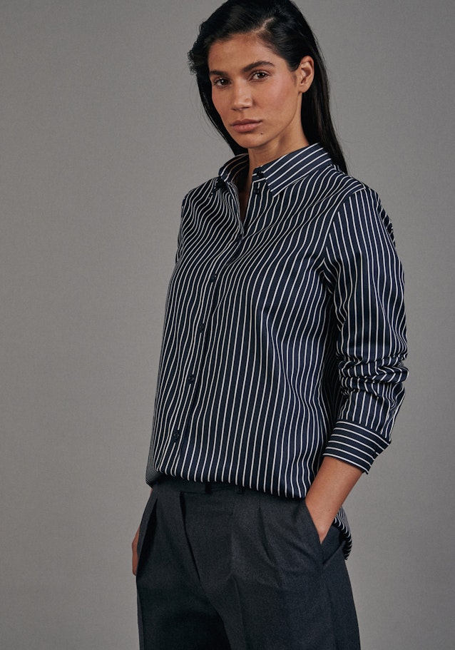 Slim fit Hemdbluse Streifen in Dunkelblau | Seidensticker Onlineshop