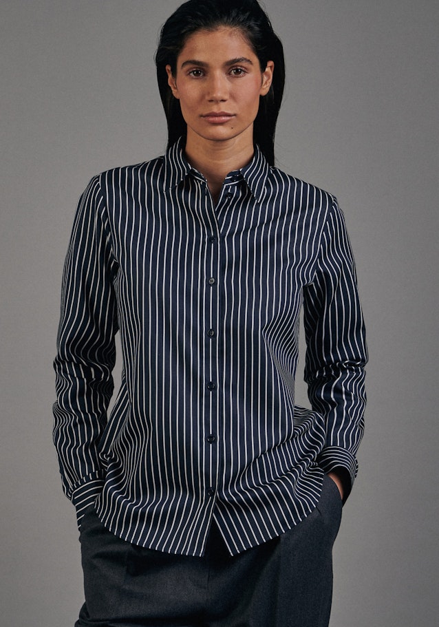Slim fit Hemdbluse Streifen in Dunkelblau | Seidensticker Onlineshop