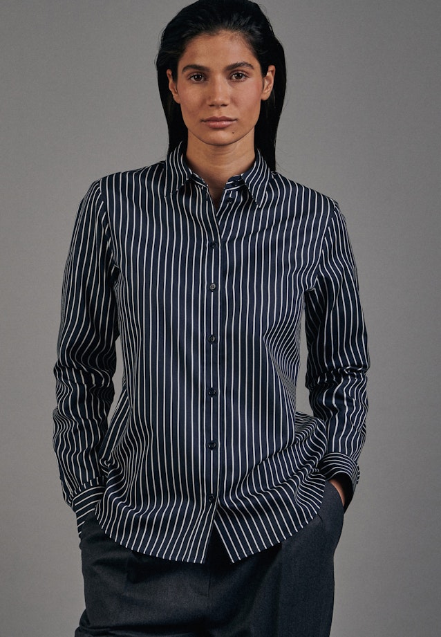Slim fit Hemdbluse Streifen in Dunkelblau |  Seidensticker Onlineshop