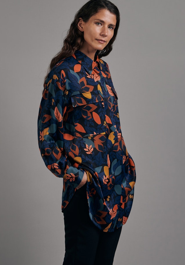 Oversized fit Longbluse Floral in Schwarz | Seidensticker Onlineshop