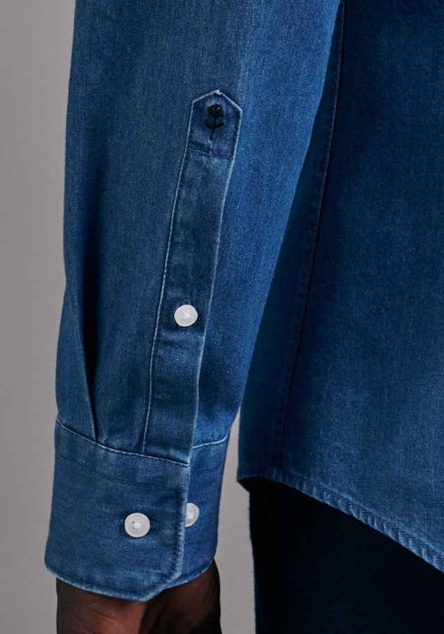 Business overhemd in Shaped with Button-Down-Kraag in Middelmatig Blauw |  Seidensticker Onlineshop