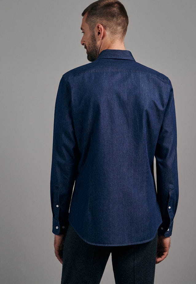 Denim Business Hemd in Shaped mit Button-Down-Kragen in Dunkelblau |  Seidensticker Onlineshop