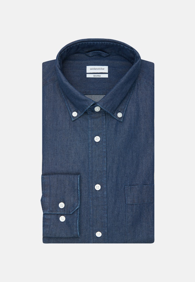 Denim Business Hemd in Shaped mit Button-Down-Kragen in Dunkelblau |  Seidensticker Onlineshop