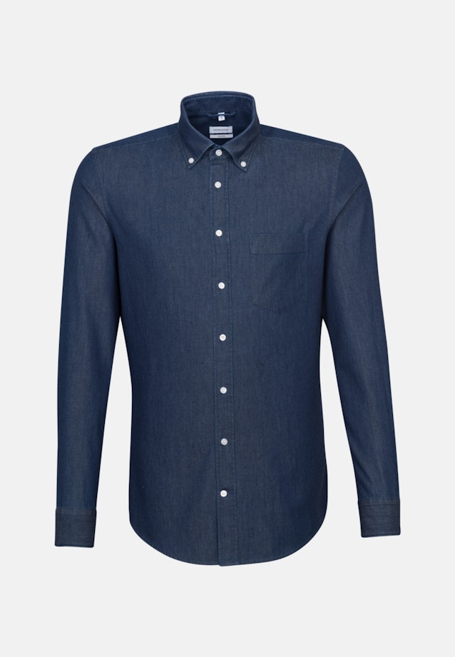 Denim Business Hemd in Shaped mit Button-Down-Kragen in Dunkelblau |  Seidensticker Onlineshop