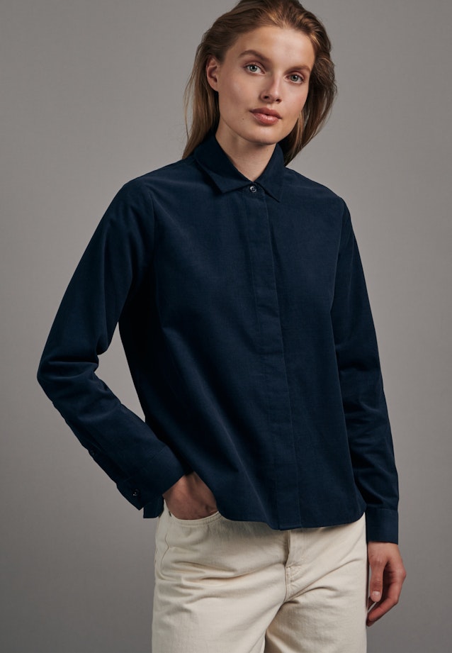 Shirt Blouse Plain in Dark Blue |  Seidensticker Onlineshop