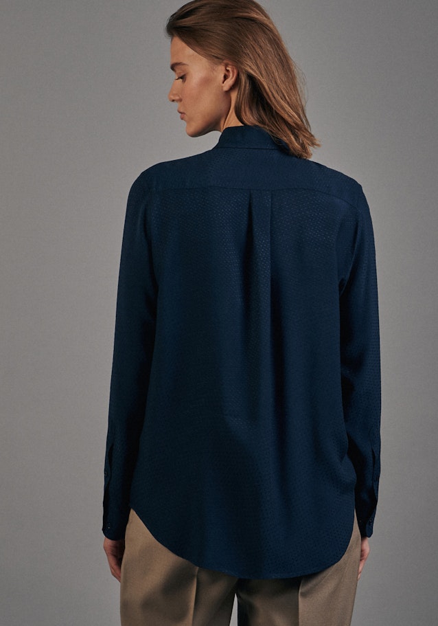 Long sleeve Jacquard Shirt Blouse in Dark Blue |  Seidensticker Onlineshop