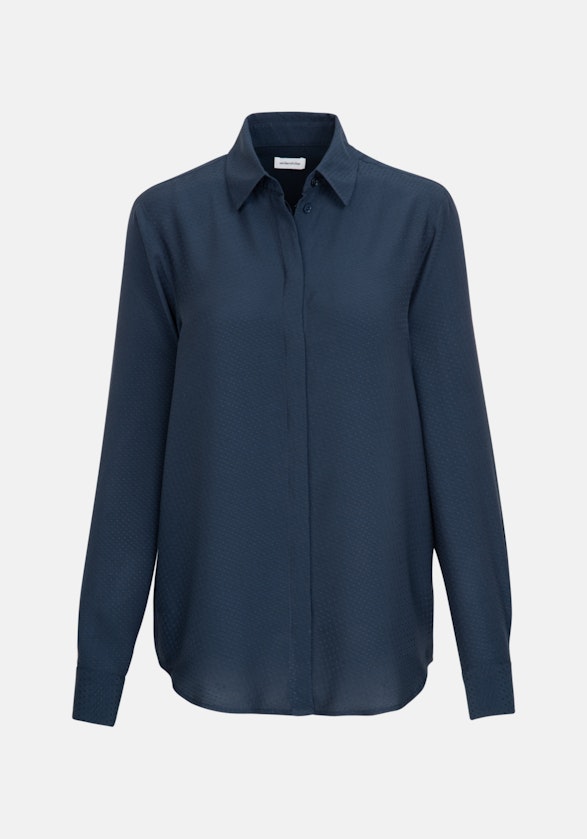 Lange mouwen Jacquard Shirtblouse in Donkerblauw |  Seidensticker Onlineshop