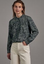 Regular fit Stehkragenbluse Floral in Dunkelblau |  Seidensticker Onlineshop