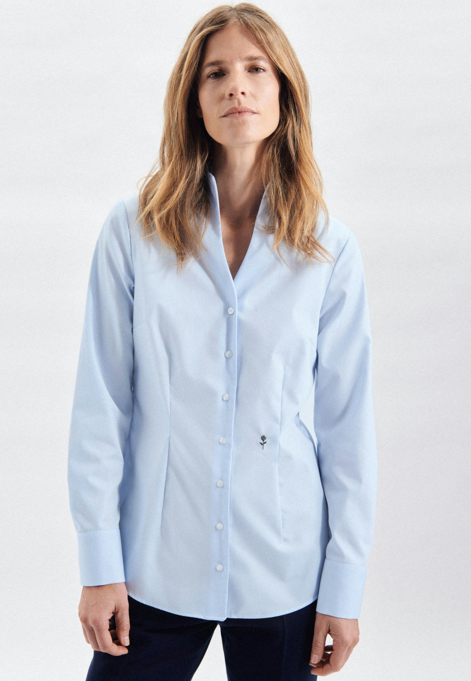 Women Non-iron Poplin Chalice Blouse light blue | Seidensticker