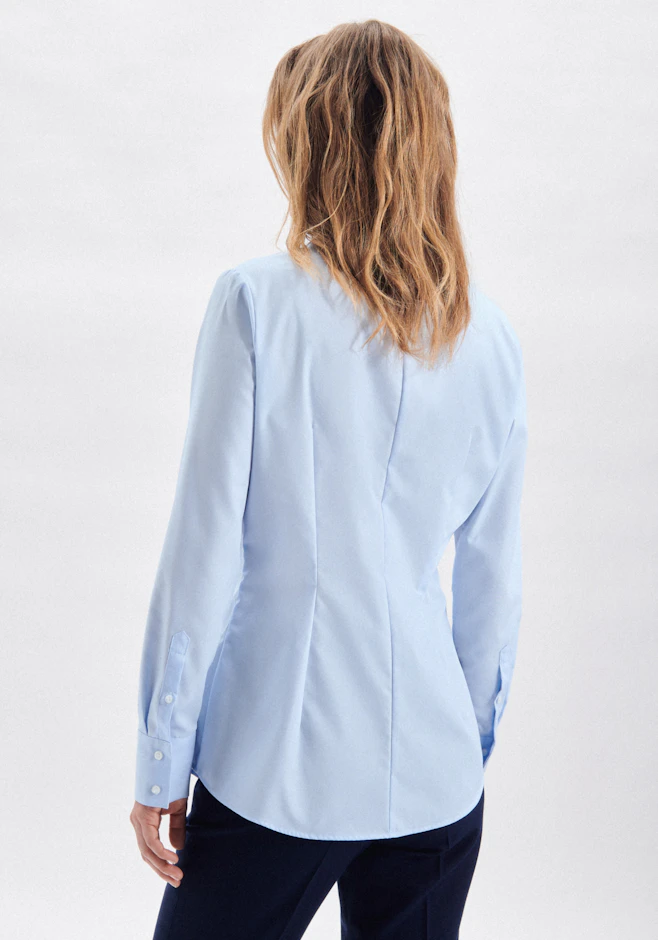 Blouse col calice slim dans Bleu Clair | Boutique en ligne Seidensticker