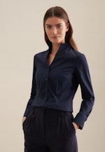 Blouse col Calice Popeline sans repassage in Bleu Foncé |  Seidensticker Onlineshop