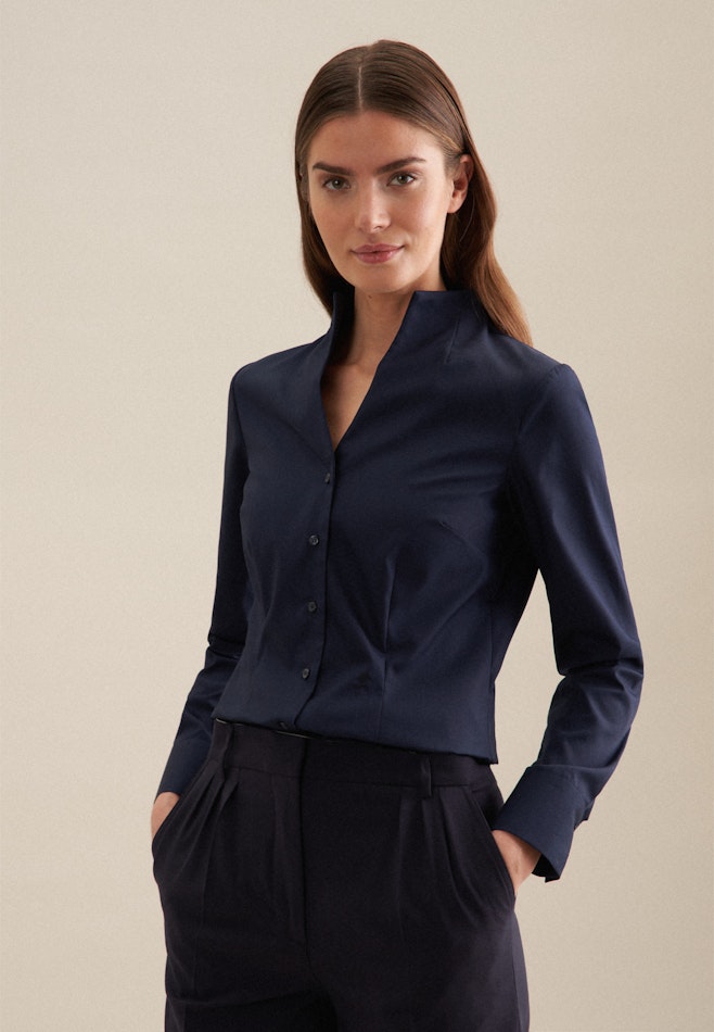 Non-iron Poplin Chalice Blouse in Dark Blue | Seidensticker online shop