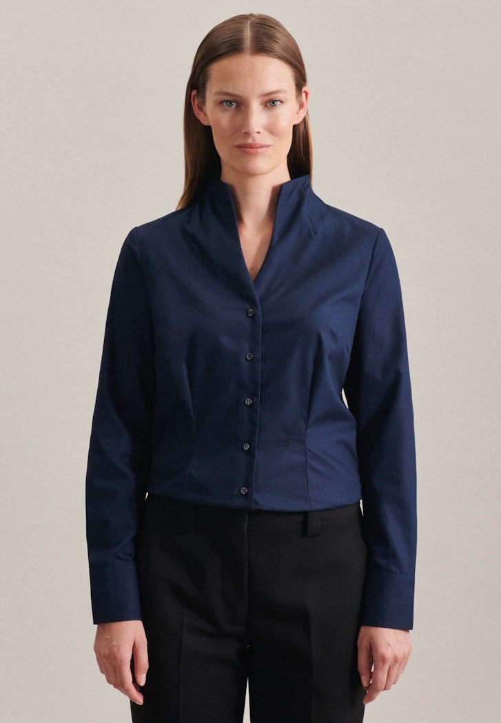 Women Non-iron Poplin Chalice Blouse dark blue | Seidensticker