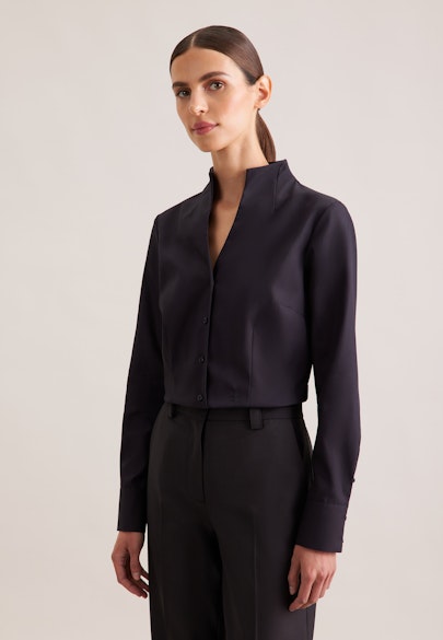 Slim Fit Chalice Collar Blouse in Black | Seidensticker Onlineshop