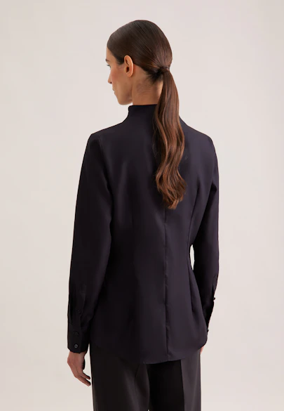 Slim Fit Chalice Collar Blouse in Black | Seidensticker Onlineshop